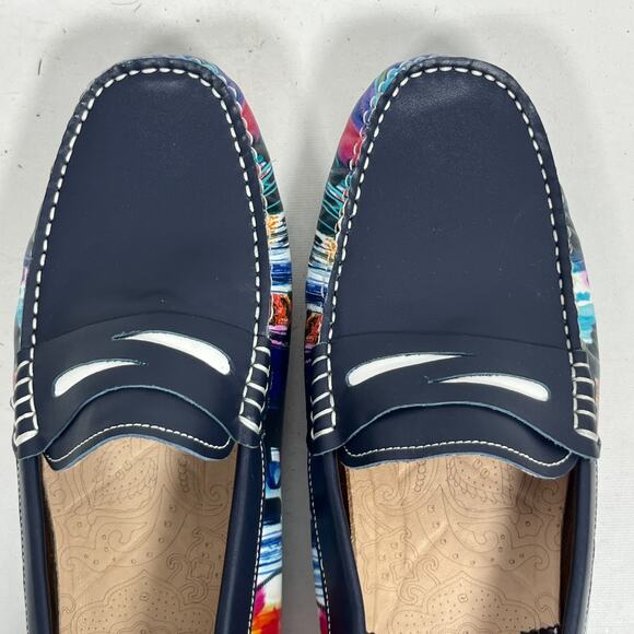 ROBERT GRAHAM Loafers Men 9.5 Russell Penny Leather Driver Slip-on Shoe Blue NEW main image 4